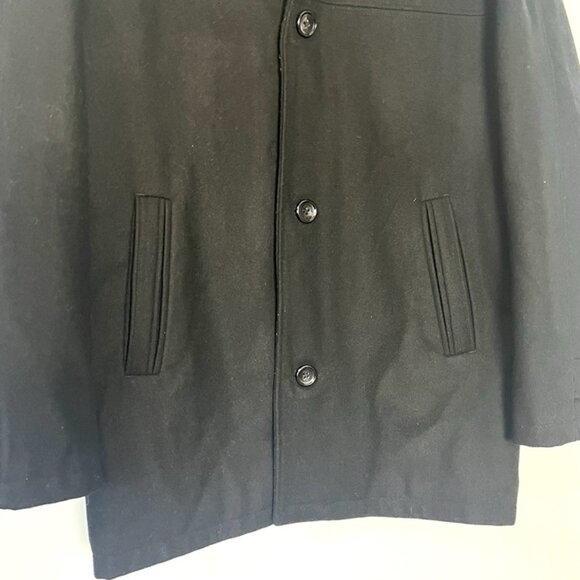 Men’s London Fog Wool Blend Black Pea Coat Sz M Jacket Academia Preppy Capsule - Picture 4 of 11